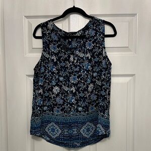 Papermoon Floral Sleeveless Blouse - Blue and Black